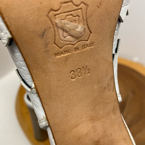 Pierre Hardy Cut Out Stenciled Peep Toe Leather Heels - Picture 9 of 10